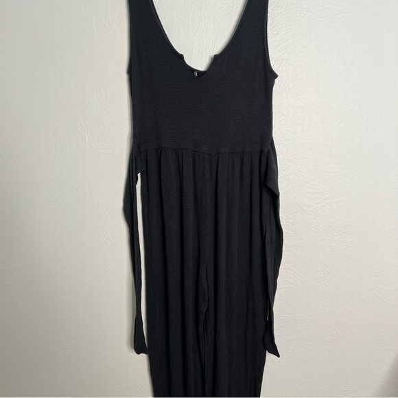 Out From Under for Urban Outfitters Black Waffle Knit Tie Back Jumpsuit Size S - Picture 5 of 13
